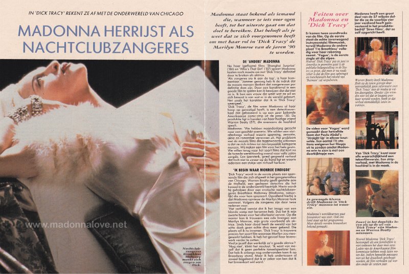 1990 - Unknown month - Unknown magazine - Holland - Madonna herrijst als nachtclubzangeres