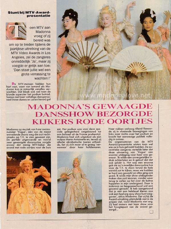 1990 - Unknown month - Unknown magazine - Holland - Madonna's gewaagde dansshow