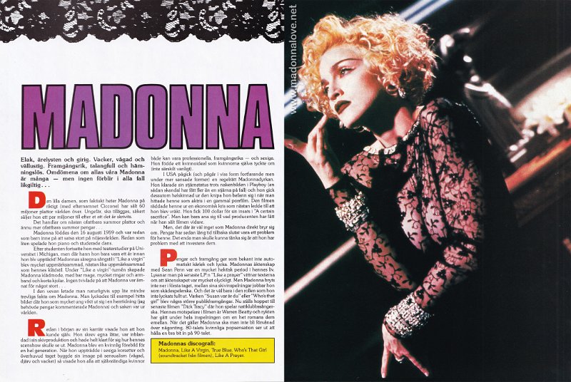 1990 - Unknown month - Unknown magazine - Sweden - Madonna - Elak arelysten och girig