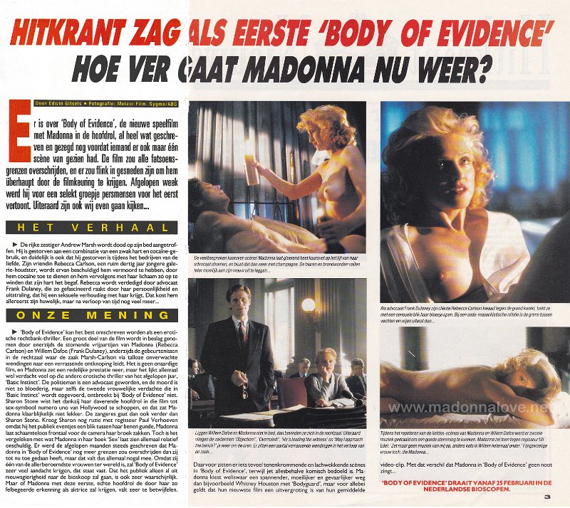 1992 - January - Hitkrant - Holland - Hitkrant zag als eerste Body of evidence