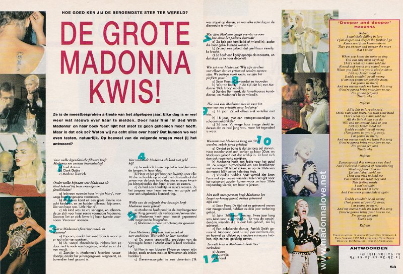 1992 - Unknown month - Hitkrant - Holland - De grote Madonna kwis!