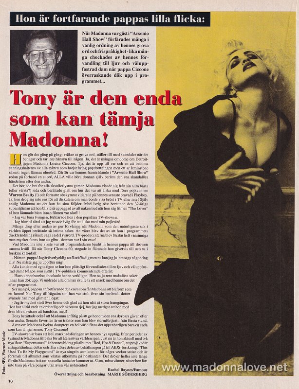 1992 - Unknown month - OKEJ - Sweden - Tony ar den enda som kan tamja Madonna!