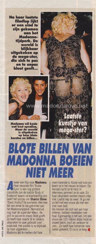 1993 - Unknown month - Story - Holland - Blote billen van Madonna boeien niet meer