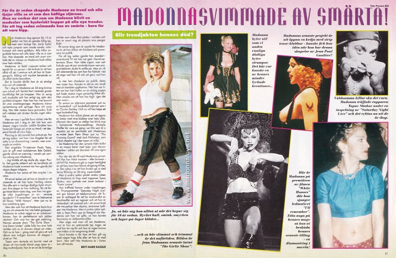 1994 - Unknown month - Unknown magazine - Sweden - Madonna svimmade av smarta!