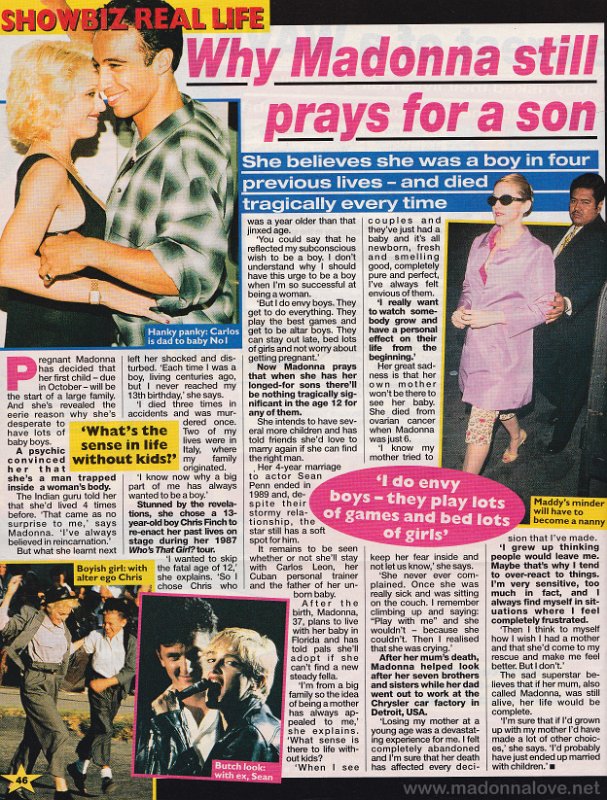 1996 - Unknown month - Unknown magazine - UK - Why Madonna still prays for a son