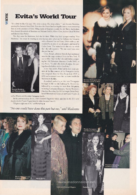 1996 - Unknown month - W magazine - USA - Evita's world tour