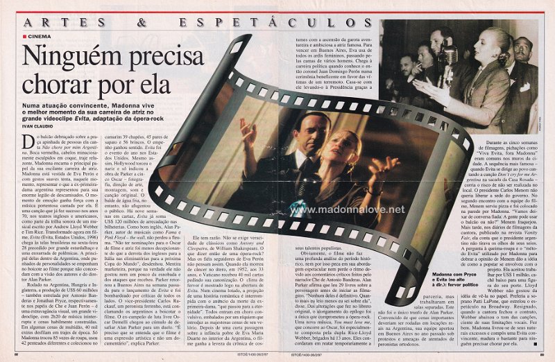 1997 - February - Istoe - Brazil - Ninguem precisa chorar por ela