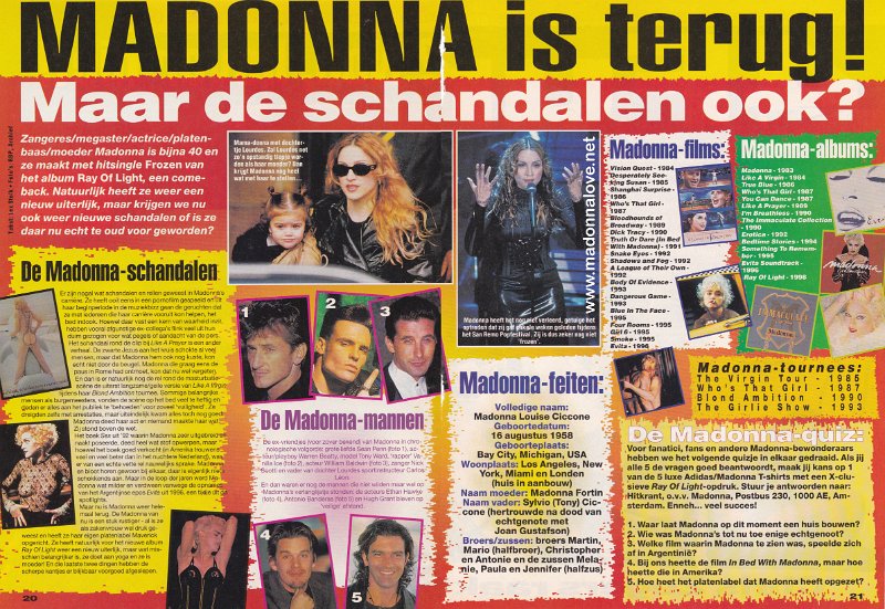 1998 - Unknown month - Hitkrant - Holland - Madonna is terug! En de schandalen ook