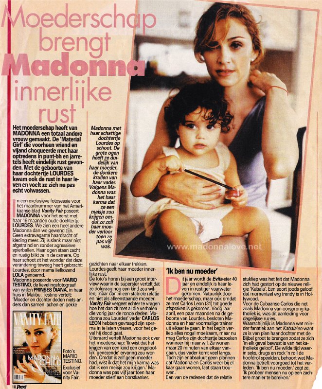 1998 - Unknown month - Prive - Holland - Moederschap brengt Madonna innerlijke rust