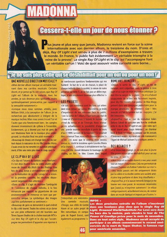 1998 - Unknown month - Unknown magazine - France - Madonna - Cessera-t-elle un jour de nous etonner