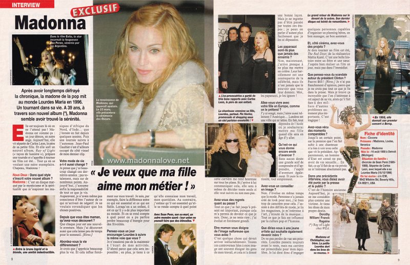 1998 - Unknown month - Unknown magazine - France - Madonna - Je veux que ma fille aime mon metier