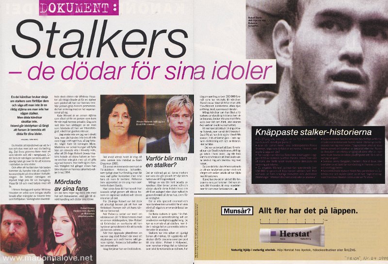 1999 - Unknown month - Frida - Sweden - Dokument Stalkers - de dodar for sin a idoler