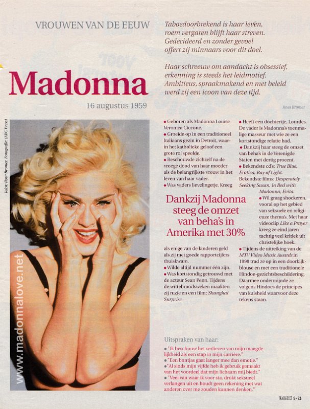 1999 - Unknown month - Margriet - Holland - Vrouwen van de eeuw Madonna