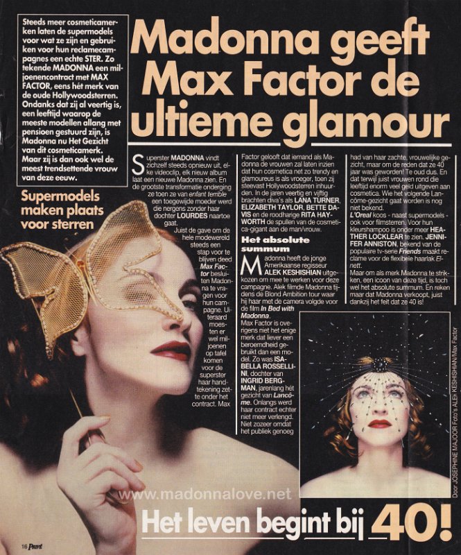 1999 - Unknown month - Prive - Holland - Madonna geeft maxfactor de ultieme glamour