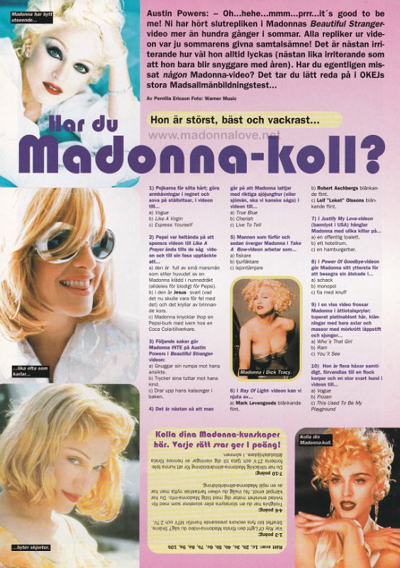 1999 - Unknown month - Unknown magazine - Sweden - Har du Madonna-koll