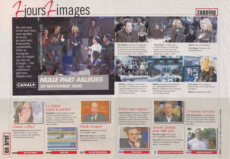 2000 - December - Tele Jours - France - Nulle part ailleurs - 24 november 2000