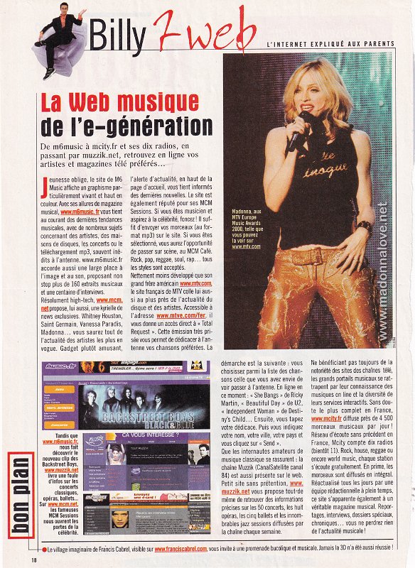 2000 - November - Tele 7 jours - France - La web musique de le-generation
