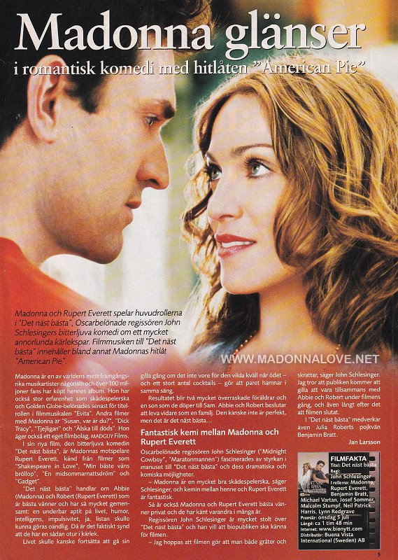 2000 - Unknown month - FilmTidningen - Sweden - Madonna glanser - i romantisk komedi med hitlaten American Pie