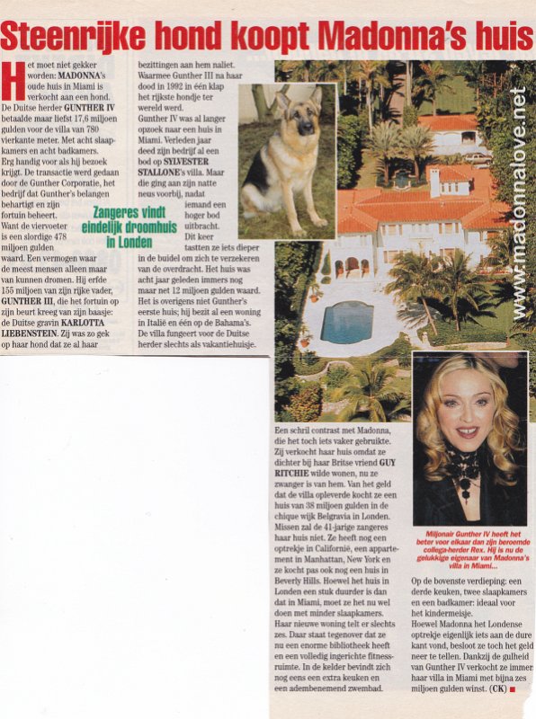 2000 - Unknown month - Story - Holland - Steenrijke hond koopt Madonna's huis