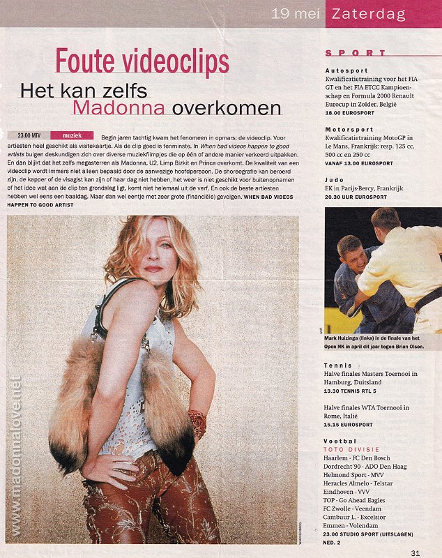 2001 - Unknown month - Televizier - Holland - Foute videoclips - het kan zelfs Madonna overkomen