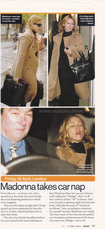 2002 - May - Heat - UK - Madonna takes car nap