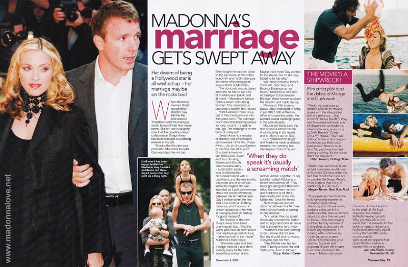 2002 - November - Woman's Day - USA - Madonna's marriage gets swept away