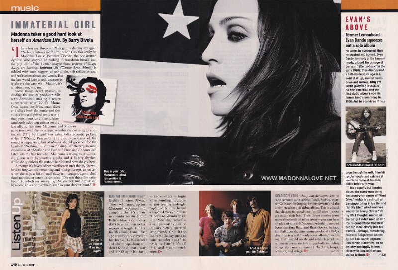 2003 - May - Who - Australia - Immaterial girl