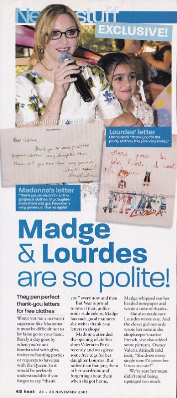 2003 - November - Heat - UK - Madge & Lourdes are so polite!