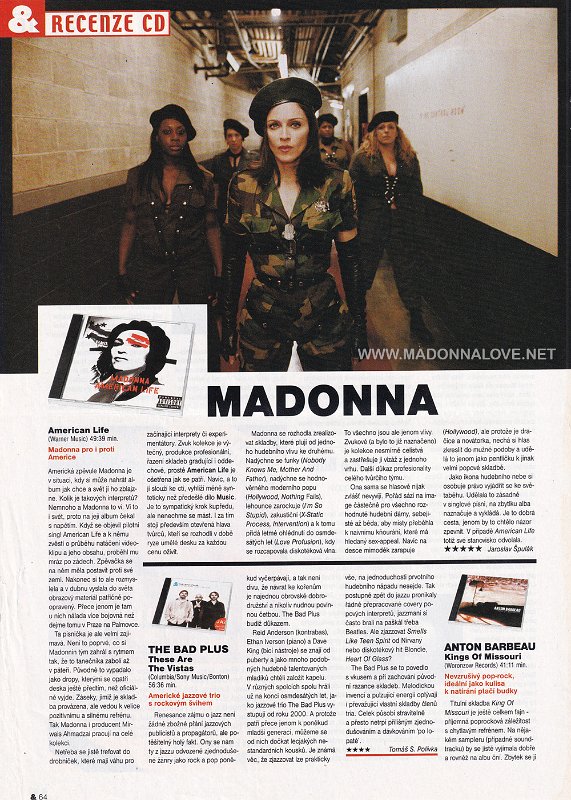 2003 - Unknown month - Unknown magazine - Czech Republic - Recenze CD - Madonna american life
