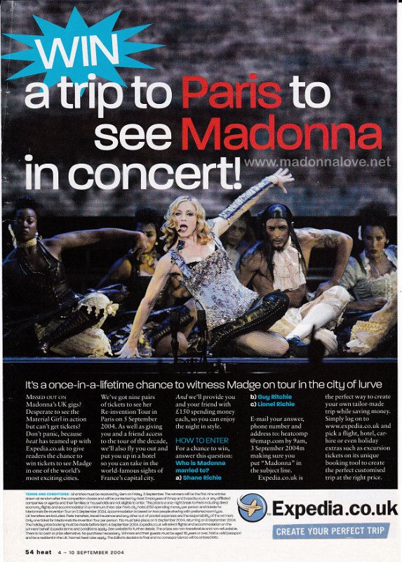 2004 - September - Heat - UK - Win a trip Paris to see Madonna in concert!