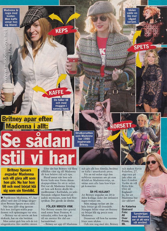 2005 - Unknown month - Unknown magazine - Sweden - Britney apar efter Madonna i allt - Se sadan stil vi har