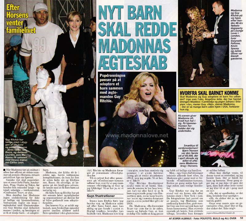 2006 - August - Billed Bladet - Denmark - Nyt barn skal redde Madonnas aegteskab