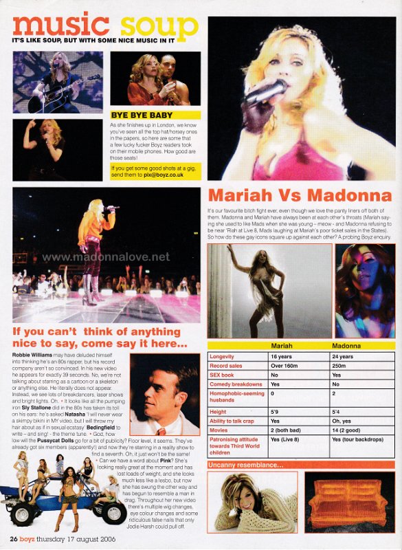 2006 - August - Boyz - UK - Mariah vs Madonna 