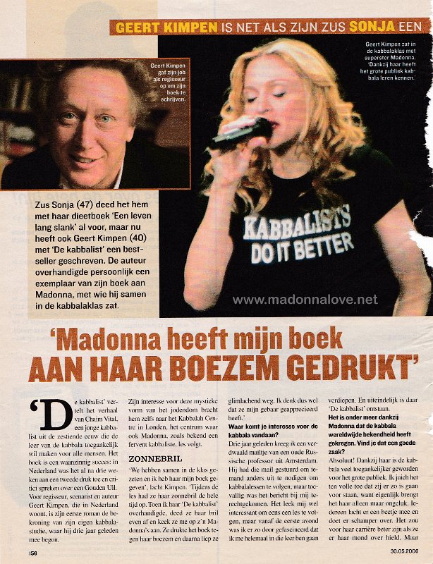 2006 - May - Unknown magazine - Holland - Madonna heeft mijn boek aan haar boezem gedrukt