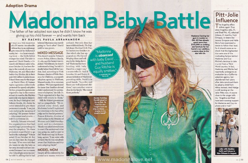 2006 - November - Us weekly - USA - Madonna baby battle