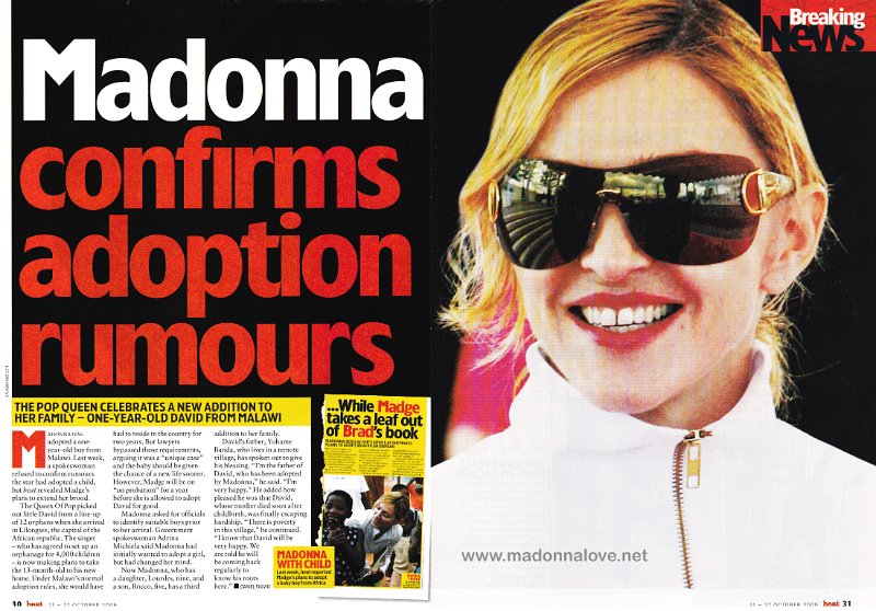 2006 - October - Heat - Madonna confirms adoption rumours