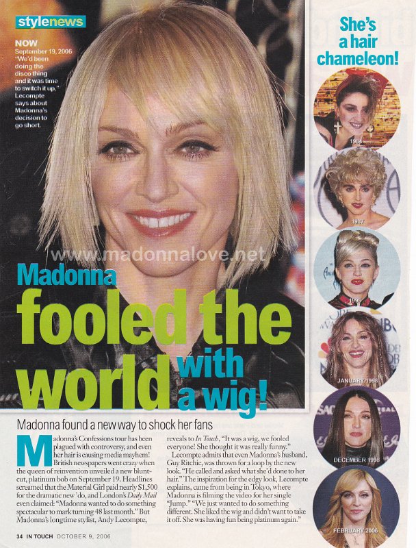 2006 - October - Intouch - USA - Madonna fooled the world with a wig!