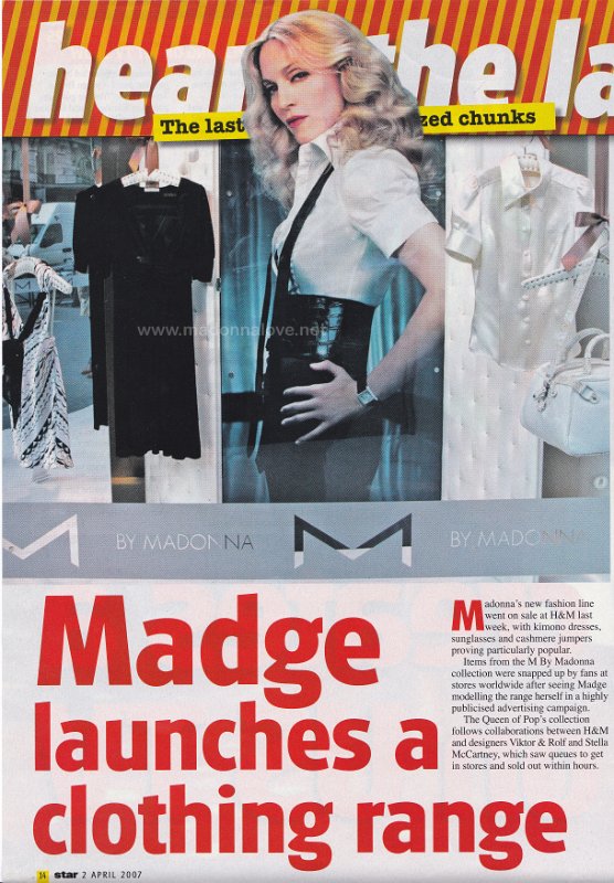 2007 - April - Star - UK - Madge launches a clothing range