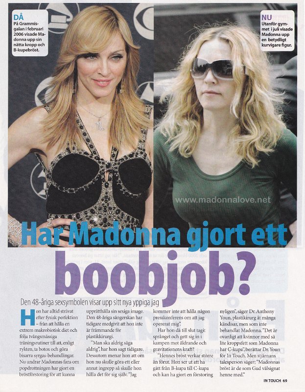 2007 - Unknown month - Intouch - Sweden - Har Madonna gjort ett boobjob