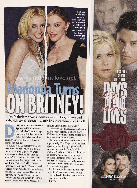 2007 - Unknown month - Star - USA - Madonna turns on Britney!