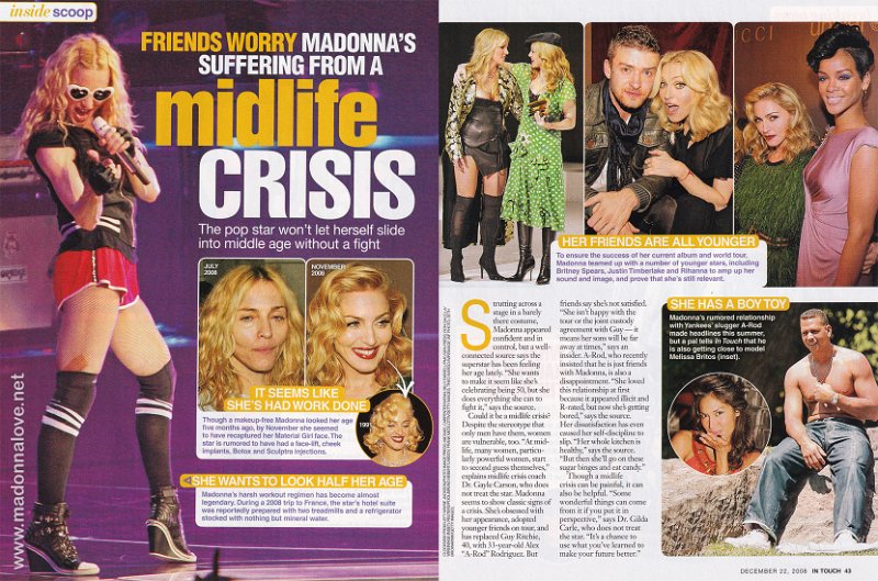 2008 - December - Intouch - USA - Friends worry Madonna's suffering from a midlife crisis