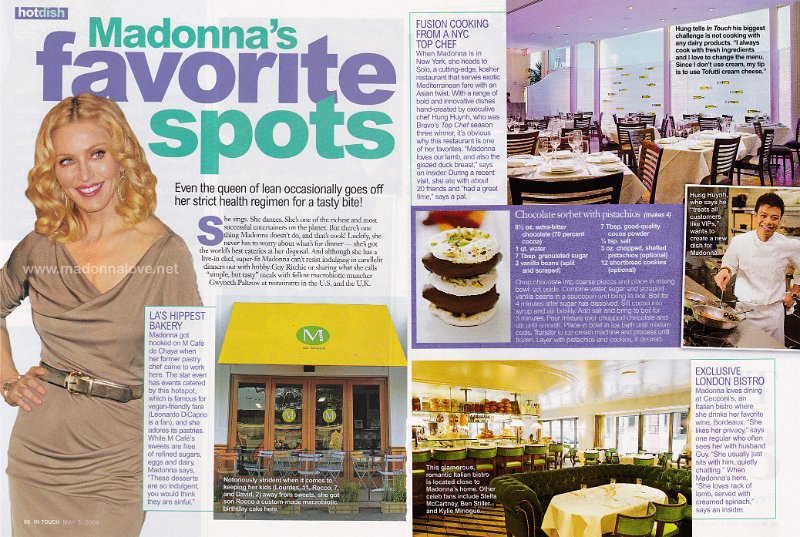 2008 - May - Intouch - USA - Madonna's favorite spots
