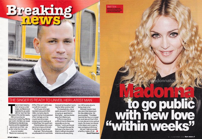 2008 - November - Hot stars - UK - Madonna to go public with new love -within weeks-