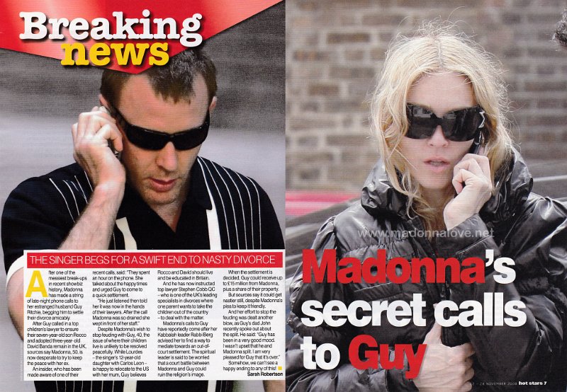 2008 - November - Hot stars - UK - Madonna's secret calls to Guy