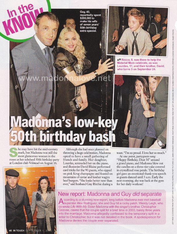 2008 - September - Intouch - USA - Madonna's low-key 50th birthday bash