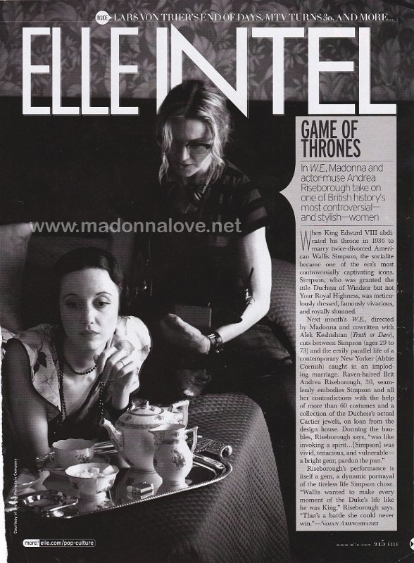 2011 - Unknown month - ELLE - USA - Game of thrones