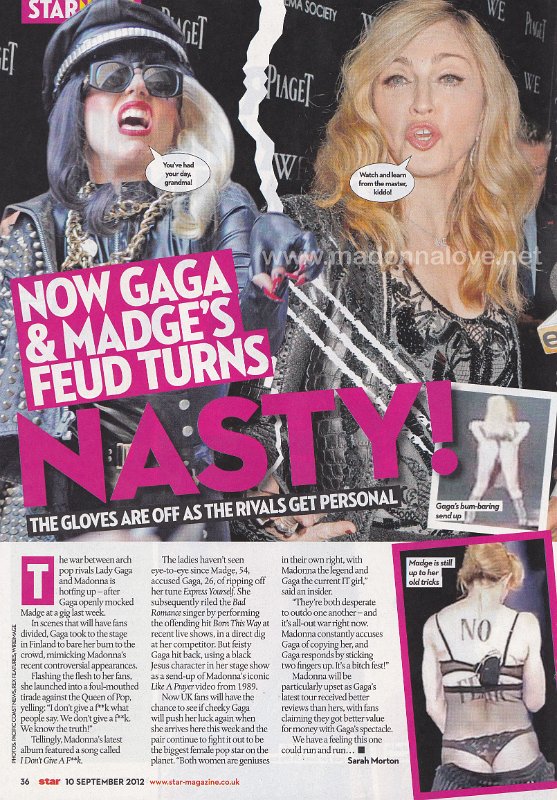 2012 - September - Star - UK - Now Gaga & Madge's feud turns nasty!