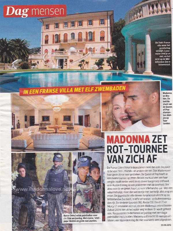 2013 - August - Unknown magazine - Belgium - Madonna zet rot-tournee van zich af