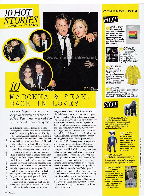 2013 - September - Grazia - Holland - Madonna & Sean- Back in love