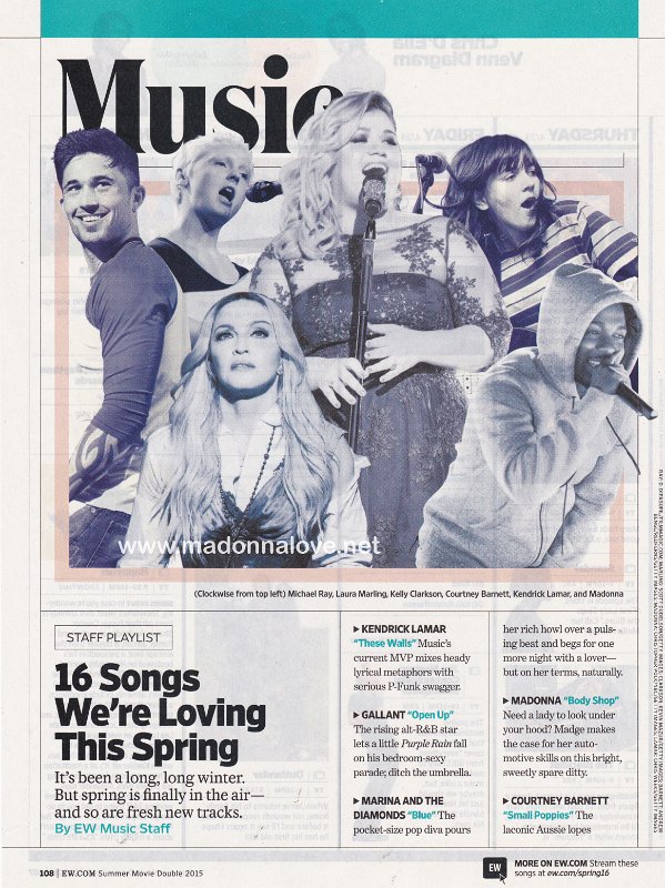 2015 - Summer- Entertainment weekly - USA - 16 songs we're loving this spring